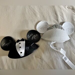 Disney Bride and Groom Mickey Ear Set - White and Black